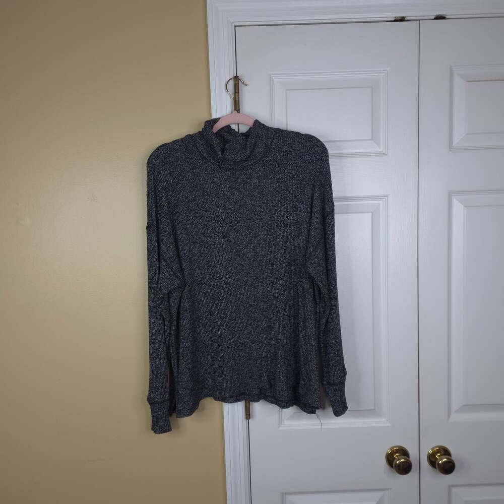 J. Crew Fine Ribbed Long Sleeve Turtleneck Sweater in Charcoal Gray Size XL